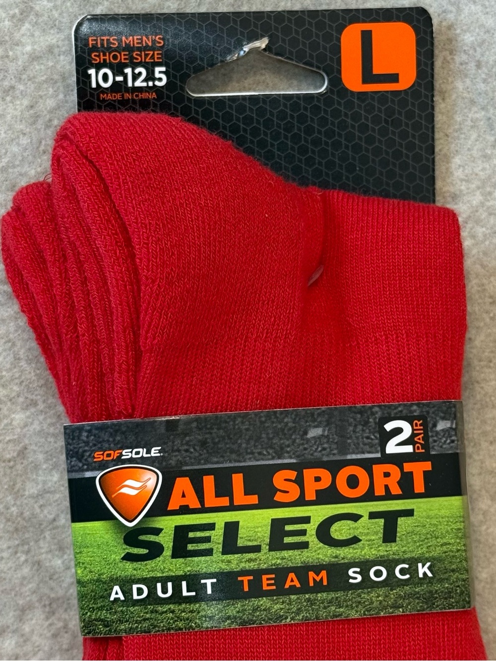 Sof Sol 2 Pack All Sport Select Red Adult Team Socks NWT